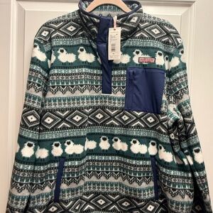 Vineyard Vines- NEW!! Women Fleece Pullover Snap- Sheep/Lamb- Size XL